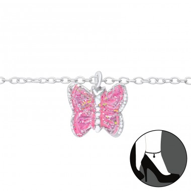Butterfly - 925 Sterling Silver Anklets for foot A4S42896