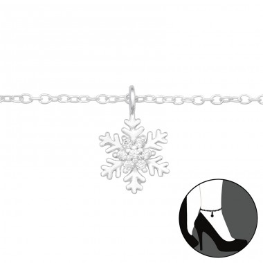 Snowflake on foot - 925 Sterling Silver Anklets For Foot A4S43329