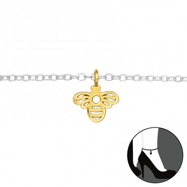 Vergoldete Biene - Schmuck Silber 925 Beinketten A4S43650