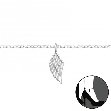 Flügel - 925er Silber Fußkettchen-Schmuck  A4S43756