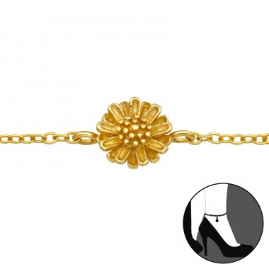 Vergoldete Blume - Schmuck Silber 925 Fußketten A4S44303