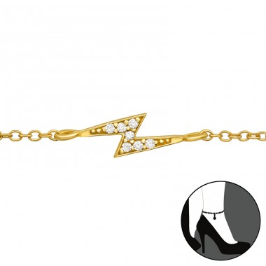 Vergoldeter Blitz mit Zirkonen - Schmuck Silber 925 Fußketten A4S44305