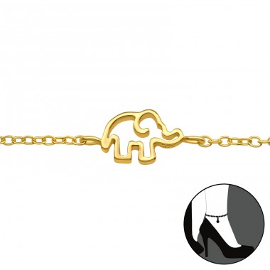 Vergoldeter Elefant - Fußketten aus 925er Sterlingsilber A4S44309
