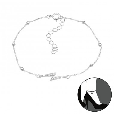Lightning Bolt - 925 Sterling Silver Anklets For Foot A4S45659