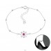 Flower with Ruby corondum Zirconia - 925 Sterling Silver Anklets For Foot A4S45663