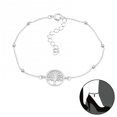Tree Of Life - 925 Sterling Silver Anklets For Foot A4S45675
