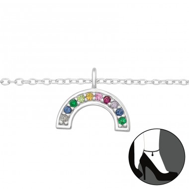 Rainbow with multicolor zirconias - 925 Sterling Silver Necklace Without Stones A4S46174