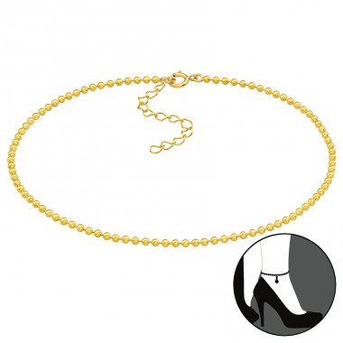 26 cm Lange Kugelkette - 925er Silber Fußkettchen-Schmuck  A4S47511