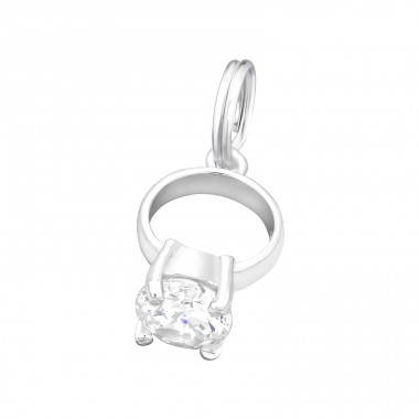 Diamond Ring - 925 Sterling Silver Charms with split ring A4S30062
