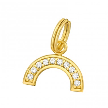 Golden semicircle with stones - 925 Sterling Silver Charms With Split Ring A4S44515