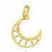 Golden Crescent Moon with white Zirconias - 925 Sterling Silver Charms With Split Ring A4S44521
