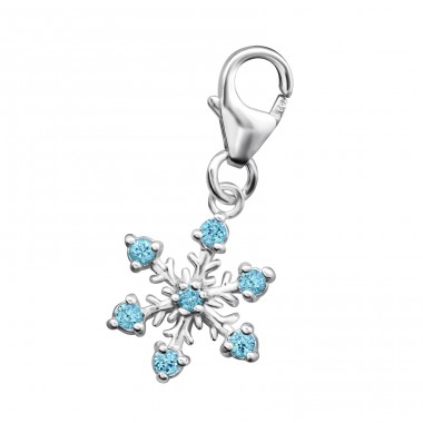 Snowflake with zirconias - 925 Sterling Silver Charms With Split Ring A4S45608
