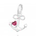 Anchor infinity sign and hear zirconia - 925 Sterling Silver Charms With Split Ring A4S45622