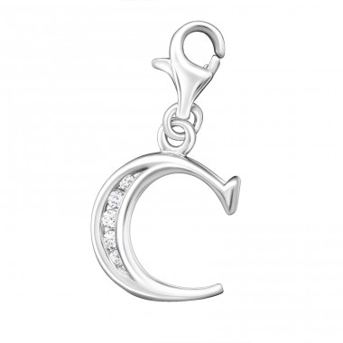 Strieborné Písmeno C - Striebro 925 Sponové Amulety A4S13456