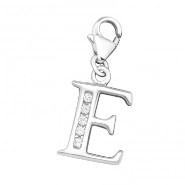 Strieborné Písmeno E - Striebro 925 Sponové Amulety A4S13458