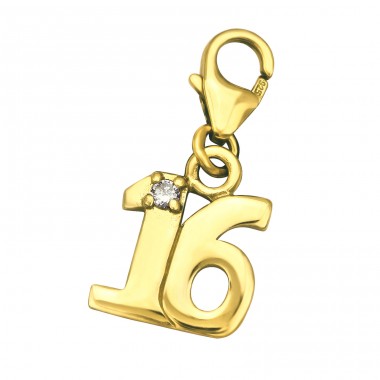 Pozlátená '16' - Striebro 925 Sponové Amulety A4S29297