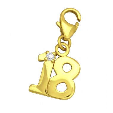 Pozlátená "18" - Šperkové Striebro 925 Sponové Amulety A4S29299