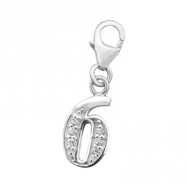 Strieborná '6' - Striebro 925 Sponové Amulety A4S29315