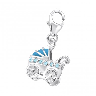 Strieborný Detský Kočík - Striebro 925 Sponové Amulety A4S29851