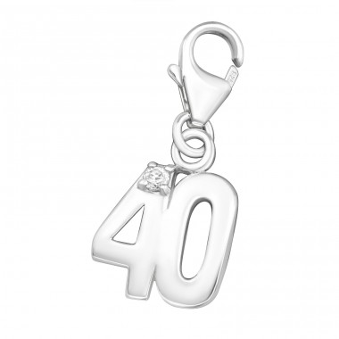 Strieborné Číslo Štyridsať - Striebro 925 Sponové Amulety A4S3112