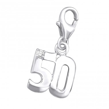 Strieborné Číslo Päťdesiat - Striebro 925 Sponové Amulety A4S3113