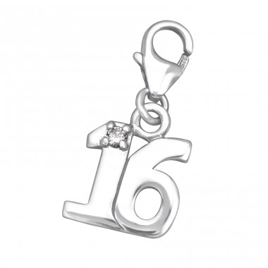 Strieborné Číslo Šestnásť - Striebro 925 Sponové Amulety A4S3342