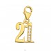 Pozlátená “21“ na karabínke - Šperkové Striebro 925 Sponové Amulety A4S42061