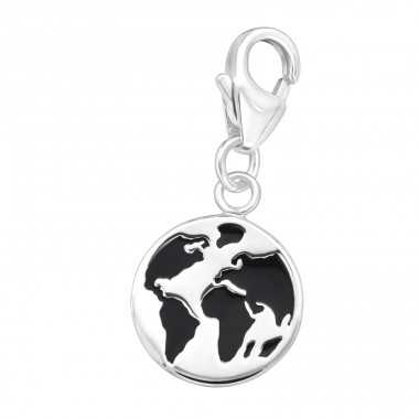 World map charm - 925 Sterling Silver Charms With Lobster A4S44406