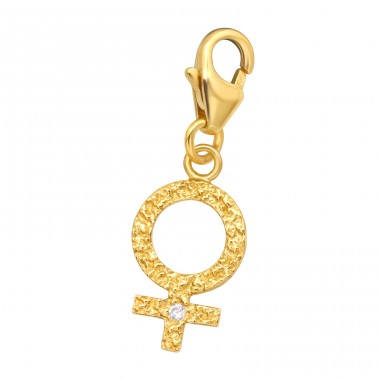 Vergoldetes weibliches Geschlechtszeichen - 925 Sterling Silber Verschluss Amulette A4S44478