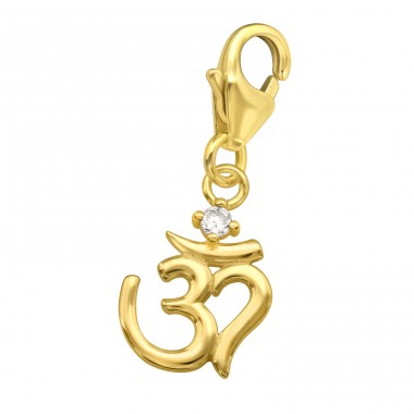 Vergoldetes OM-Symbol mit Zirkon - Schmuck Silber 925 Schließe Amulette A4S44490