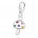 Zirconia multicolor Mushroom - 925 Sterling Silver Charms With Lobster A4S44499