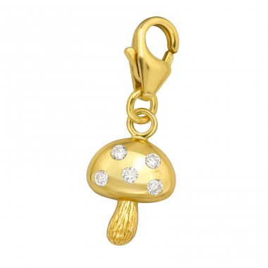 Pozláteny hríb - Šperkové Striebro 925 Sponové Amulety A4S44502