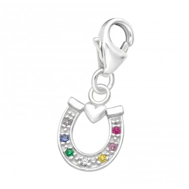 Hufeisen mit farbigen Zirkonen - Schmuck Silber 925 Schließe Amulette A4S44505
