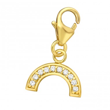 Pozlátený polkruh so zirkónom - Šperkové Striebro 925 Sponové Amulety A4S44514