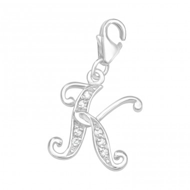Strieborné Písmeno K - Striebro 925 Sponové Amulety A4S7440