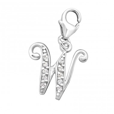 Strieborné Písmeno W - Striebro 925 Sponové Amulety A4S7471
