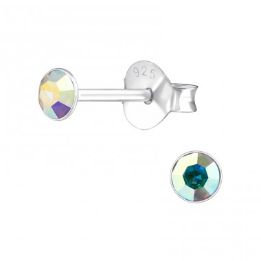 Round 3mm - 925 Sterling Silver Basic Ear Studs A4S16386