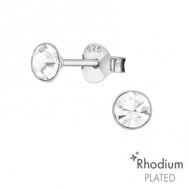 Round 4mm - 925 Sterling Silver Basic Ear Studs A4S21522