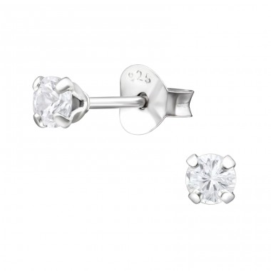 Round 3mm - 925 Sterling Silver Basic Ear Studs A4S22949