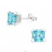 6mm Aqua Blue Zirconia - 925 Sterling Silver Basic Ear Studs A4S24247