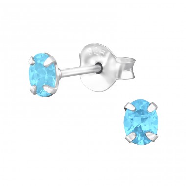 Oval 3x4mm - 925 Sterling Silver Basic Ear Studs A4S31131