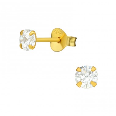 Round 4mm - 925 Sterling Silver Basic Ear Studs A4S35332