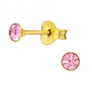 Round 3mm - 925 Sterling Silver Basic Ear Studs A4S35411