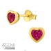 Golden 4mm Heart shape - 925 Sterling Silver Ear Studs With Semi-Precious Stones A4S43008