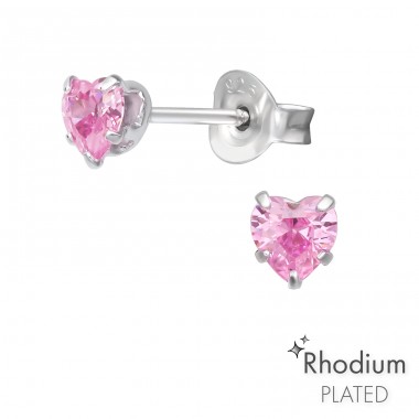3mm heart - 925 Sterling Silver Basic Ear Studs A4S43059