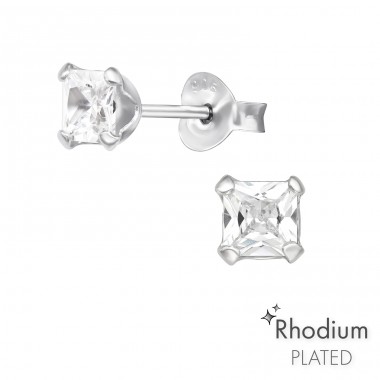 4mm kocka - Šperkovní Stříbro 925 Základní Náušnice A4S43064