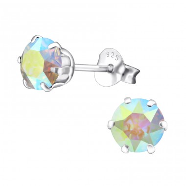 6mm Round - 925 Sterling Silver Ear Studs with Crystal stones A4S43752