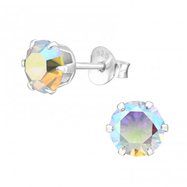 6mm Round - 925 Sterling Silver Ear Studs with Crystal stones A4S43752
