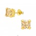 Golden Square 6mm Zirconia - 925 Sterling Silver Basic Ear Studs A4S45181