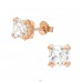 Square 6mm Zirconia - 925 Sterling Silver Basic Ear Studs A4S45182